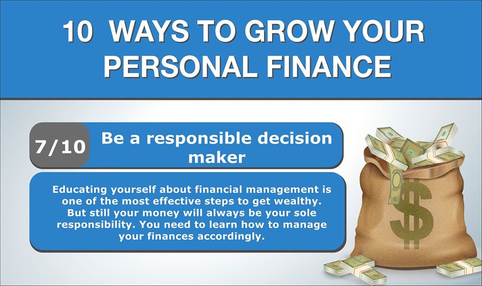 Be a Responsible Decision Maker. Your money will always be your sole responsibility.